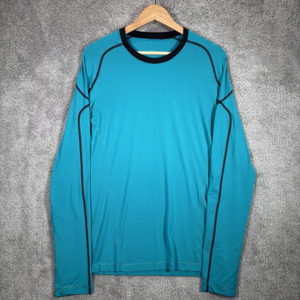 Lululemon Shirt Men S Blue Teal Metal Vent Tech Long Sleeve Performance Athletic